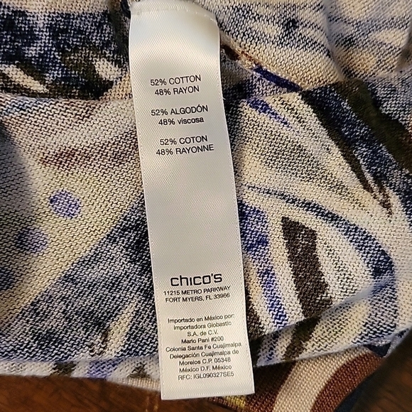 Chico's Retro Psychedelic Long Sleeve High Neck MOD Blouse - Picture 9 of 9